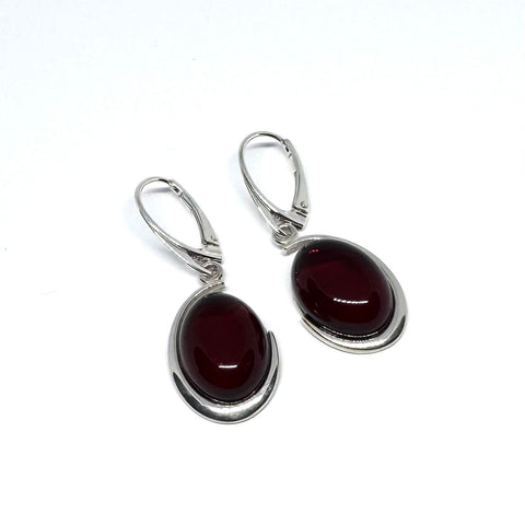 Large Cherry Amber Hanging Earrings