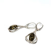 Large Silver Pear-Shape Earrings with Amber (cognac or green)