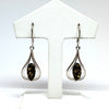 Large Silver Pear-Shape Earrings with Amber (cognac or green)