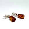 Amber and Silver Cylinder Earrings