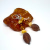 Mat Amber Earrings with Beads