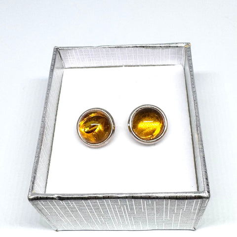 Classic Round Amber Studs (12 mm)