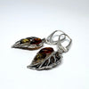 Leaf Earrings in Silver with Amber