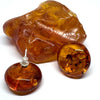 Large Amber Button Earrings
