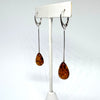 Amber Drop Earrings on Long Chains