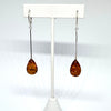 Amber Drop Earrings on Long Chains