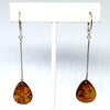 Amber Drop Earrings on Long Chains