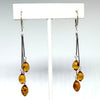 Amber Drop Earrings on Three Long Chains