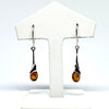 Delicate Amber and Silver Hanging Earrings