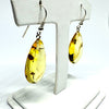 Citrine Amber Teardrop Earrings with Insects