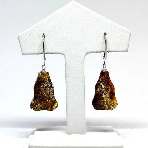 Moss Amber Hanging Earrings (free form)