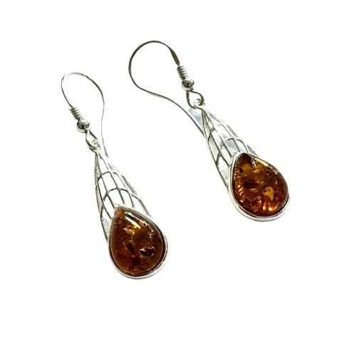 Baltic Amber Dragonfly Wings Earrings