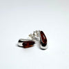 Elongated Teardrop Stud Earrings in Silver with Amber