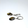 Amber Earrings in Silver Wishbone Setting (cognac or green)