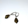 Amber Earrings in Silver Wishbone Setting (cognac or green)