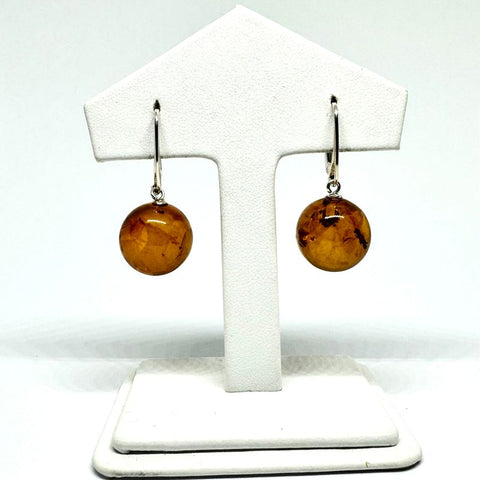 Amber Ball Earrings (15 mm)
