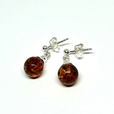 Delicate Amber Ball Earring