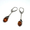 Delicate Amber and Silver Hanging Earrings