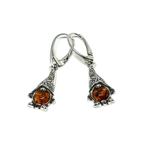 Amber and Silver Gnome Earrings
