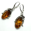 Large Amber and Silver Earrings in Baroque Style