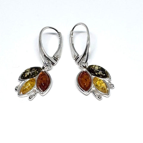 Multicolour Amber Leaf Earrings