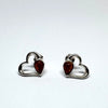 Heart Stud Earrings with Amber