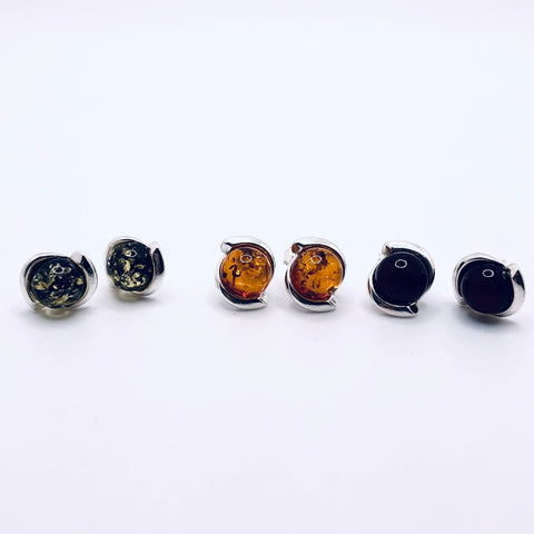 Amber Studs in Green, Cognac or Cherry Colour