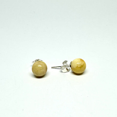 Amber Ball Studs (8 mm) in Butter