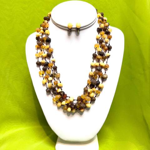 Multistrand Amber Necklace in Mat