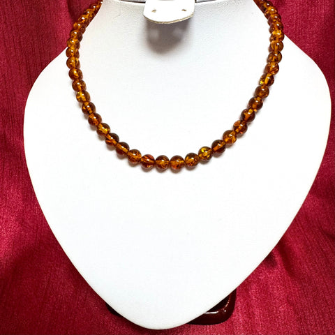 Classic Amber Ball Necklace (8 mm)