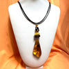 Large Amber Pendant with Beads on Leather #3
