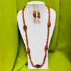 Long Amber Necklace with 7 Large Unique Beads, Matching Earrings