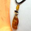 Large Amber Pendant with Beads on Leather #4