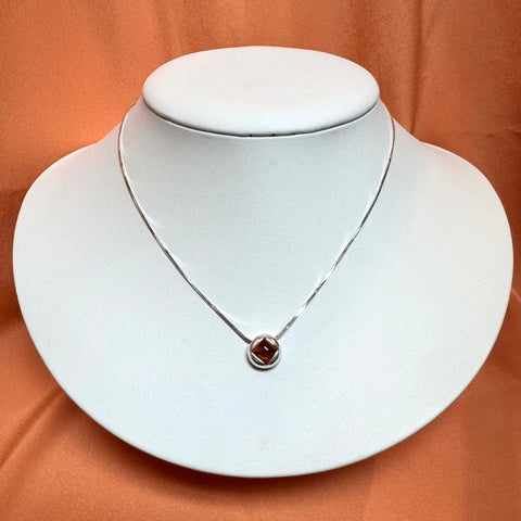Delicate Amber and Silver Necklace