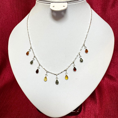 Multicolour Amber Drops Necklace