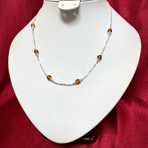 Amber and Silver Ball Necklace