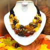 3 Strands Baltic Amber Necklace on Black Cord
