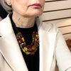 Multistrand Free Form Amber Necklace on Black Cord
