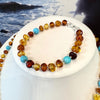 Amber and Turquoise Set of  Necklace and Bracelet