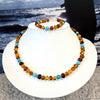 Amber and Turquoise Set of  Necklace and Bracelet