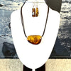 Large Baltic Amber on Leather