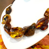 Green Amber Free Form Necklace on Leather