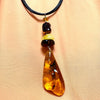 Large Amber Pendant with Beads on Leather #3