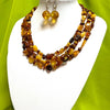 Very Long Amber Beaded Necklace