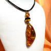Large Amber Pendant with Beads on Leather #4