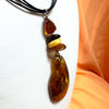Large Amber Pendant with Beads on Leather #5