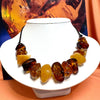 Amazing Multicolour Amber Beaded Necklace on Adjustable Black Cord