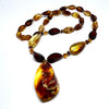 Multicolour Amber Faceted Necklace with Twisted Pendant