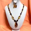 Multicolour Amber Faceted Necklace with Twisted Pendant
