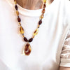 Multicolour Amber Faceted Necklace with Twisted Pendant